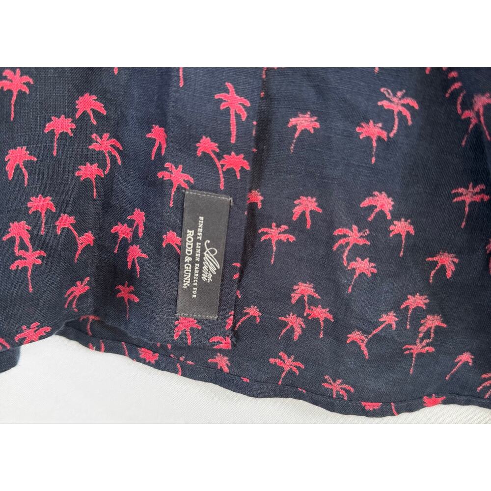 Rodd & Gunn Men's 100% linen Navy Pink Tropical short sleeve shirt sz 3xl Italy - Picture 4 of 6